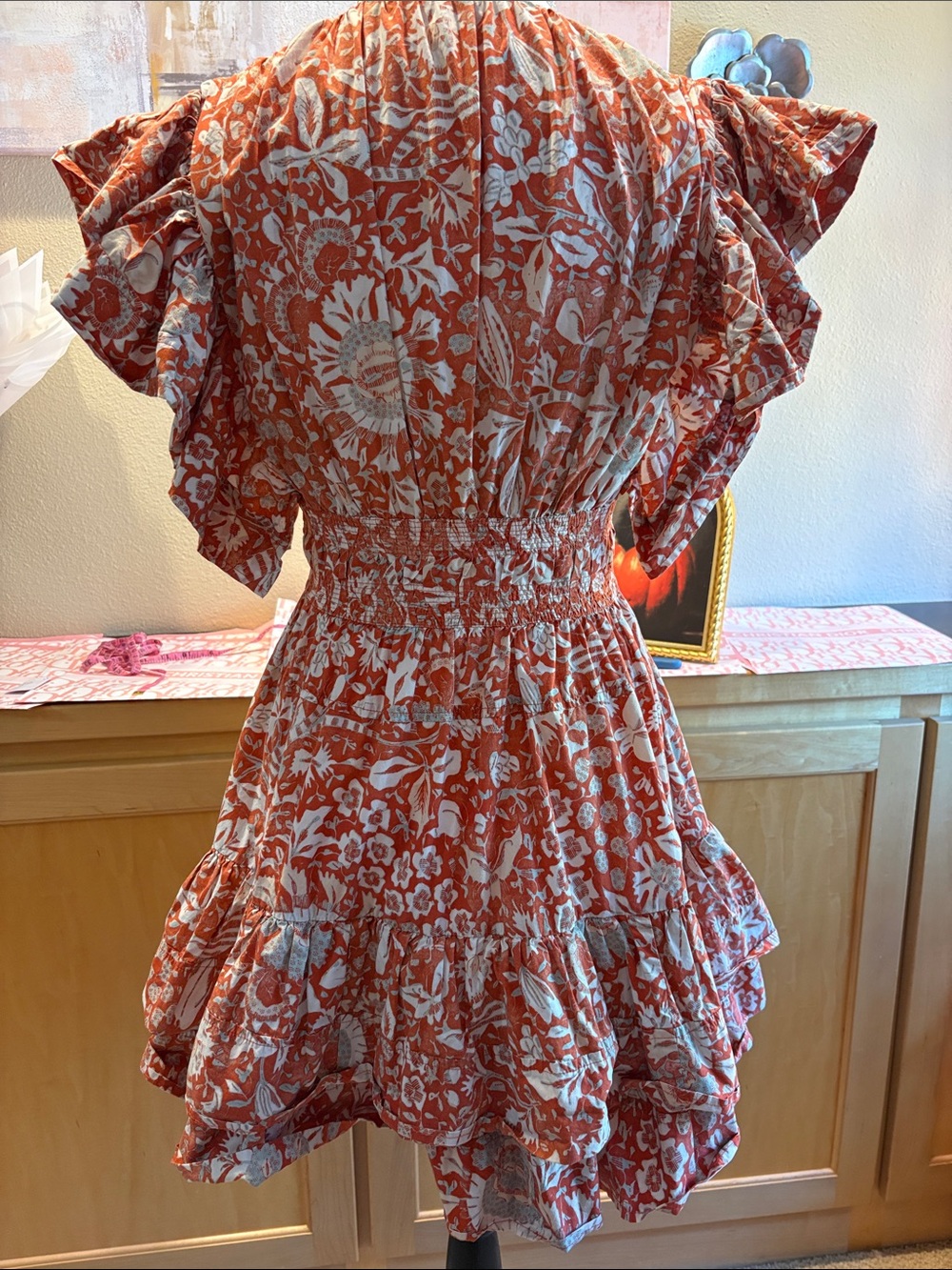 Ulla Johnson Kiri Dress in Orange Blossom Printed Mini Dress - Picture 7 of 9